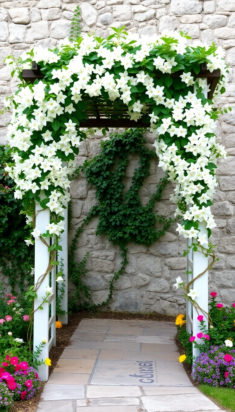 22 Mediterranean Front Yard Landscaping Ideas That Will Make Your Neighbors Envious! - 12. Trellises with Climbing Vines